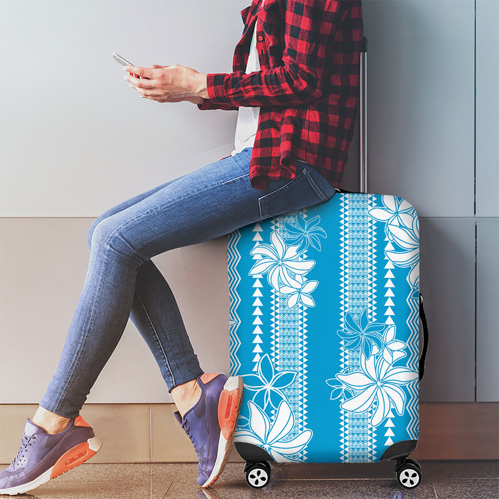 Hawaii Kakau Tribal Luggage Cover With Blue Tiare