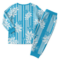 Hawaii Kakau Tribal Christmas Pajama Set With Blue Tiare LT05 - Polynesian Pride