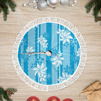 Hawaii Kakau Tribal Tree Skirt With Blue Tiare