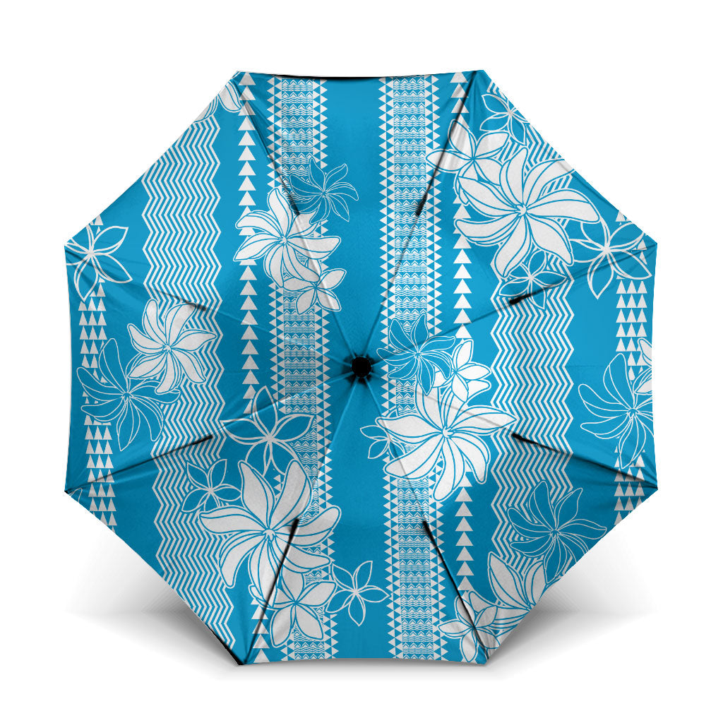Hawaii Kakau Tribal Umbrella With Blue Tiare