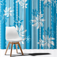 Hawaii Kakau Tribal Window Curtain With Blue Tiare