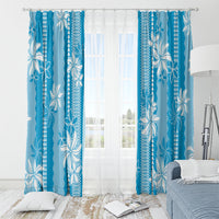 Hawaii Kakau Tribal Window Curtain With Blue Tiare