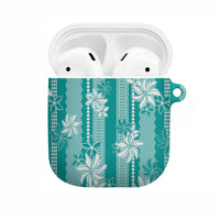 Hawaii Kakau Tribal AirPods Case With Teal Tiare