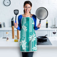 Hawaii Kakau Tribal Apron With Teal Tiare
