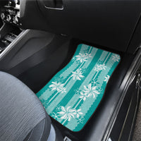 Hawaii Kakau Tribal Car Mats With Teal Tiare