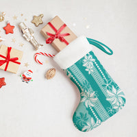 Hawaii Kakau Tribal Christmas Stocking With Teal Tiare
