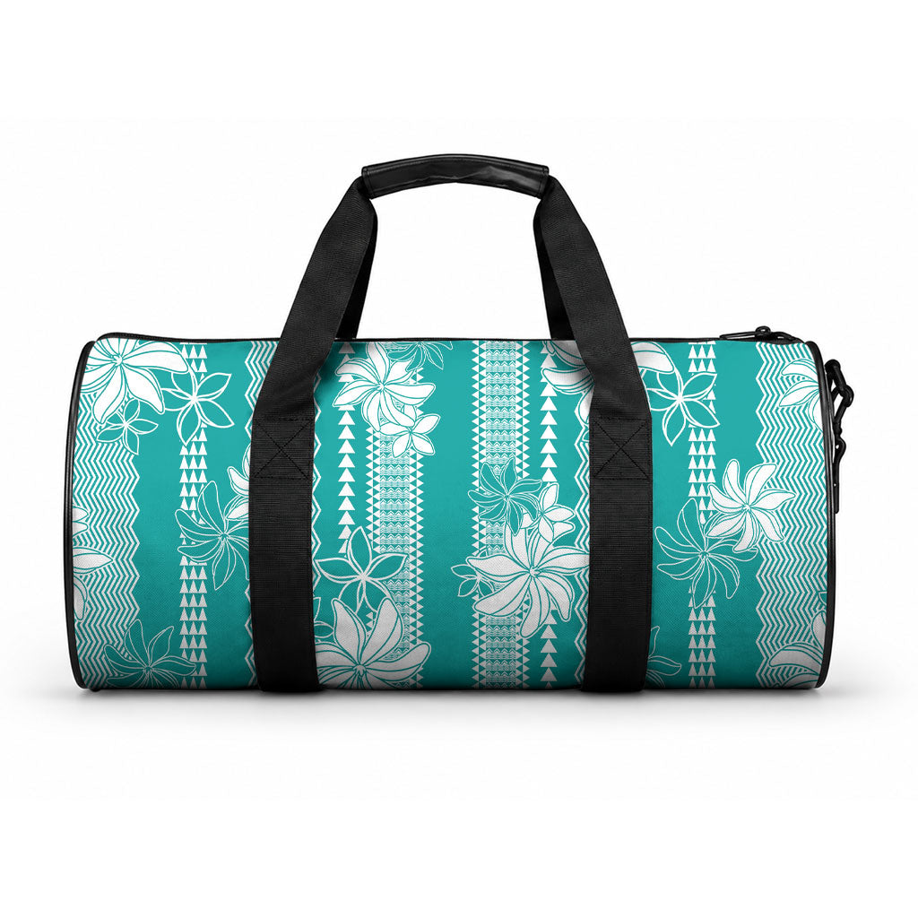 Hawaii Kakau Tribal Duffle Bag With Teal Tiare