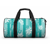 Hawaii Kakau Tribal Duffle Bag With Teal Tiare