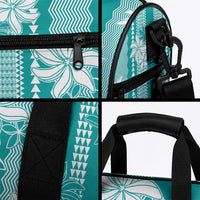 Hawaii Kakau Tribal Duffle Bag With Teal Tiare