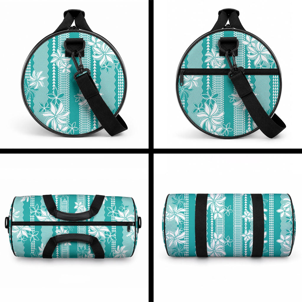 Hawaii Kakau Tribal Duffle Bag With Teal Tiare