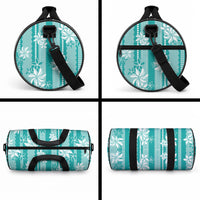 Hawaii Kakau Tribal Duffle Bag With Teal Tiare