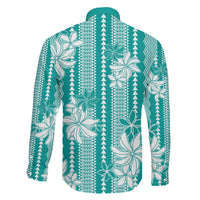 Hawaii Kakau Tribal Family Matching Off Shoulder Short Dress and Hawaiian Shirt With Teal Tiare LT05 - Polynesian Pride