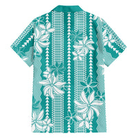 Hawaii Kakau Tribal Family Matching Tank Maxi Dress and Hawaiian Shirt With Teal Tiare LT05 - Polynesian Pride