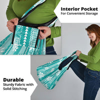 Hawaii Kakau Tribal Grocery Bag With Teal Tiare