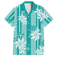 Hawaii Kakau Tribal Hawaiian Shirt With Teal Tiare