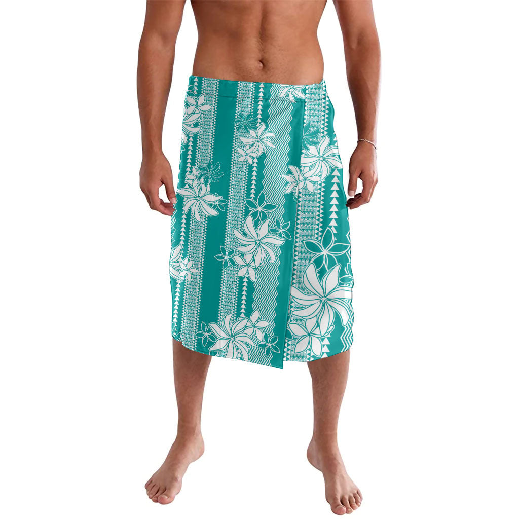 Hawaii Kakau Tribal Lavalava With Teal Tiare