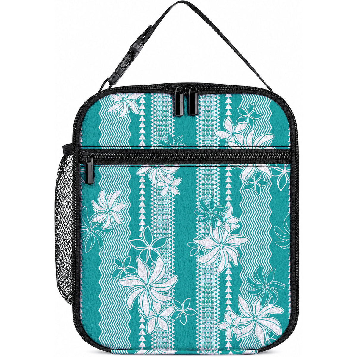 Hawaii Kakau Tribal Lunch Bag With Teal Tiare