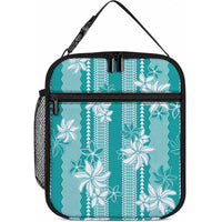 Hawaii Kakau Tribal Lunch Bag With Teal Tiare