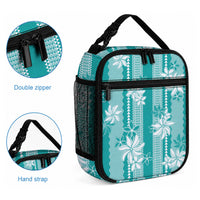 Hawaii Kakau Tribal Lunch Bag With Teal Tiare