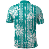Hawaii Kakau Tribal Polo Shirt With Teal Tiare