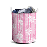 Hawaii Kakau Tribal Laundry Basket With Pink Tiare