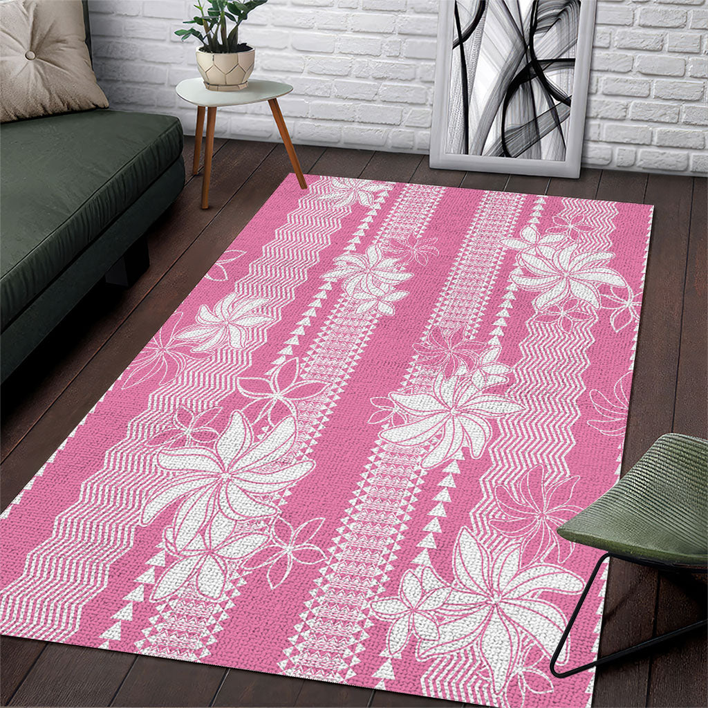 Hawaii Kakau Tribal Area Rug With Pink Tiare LT05 Pink - Polynesian Pride