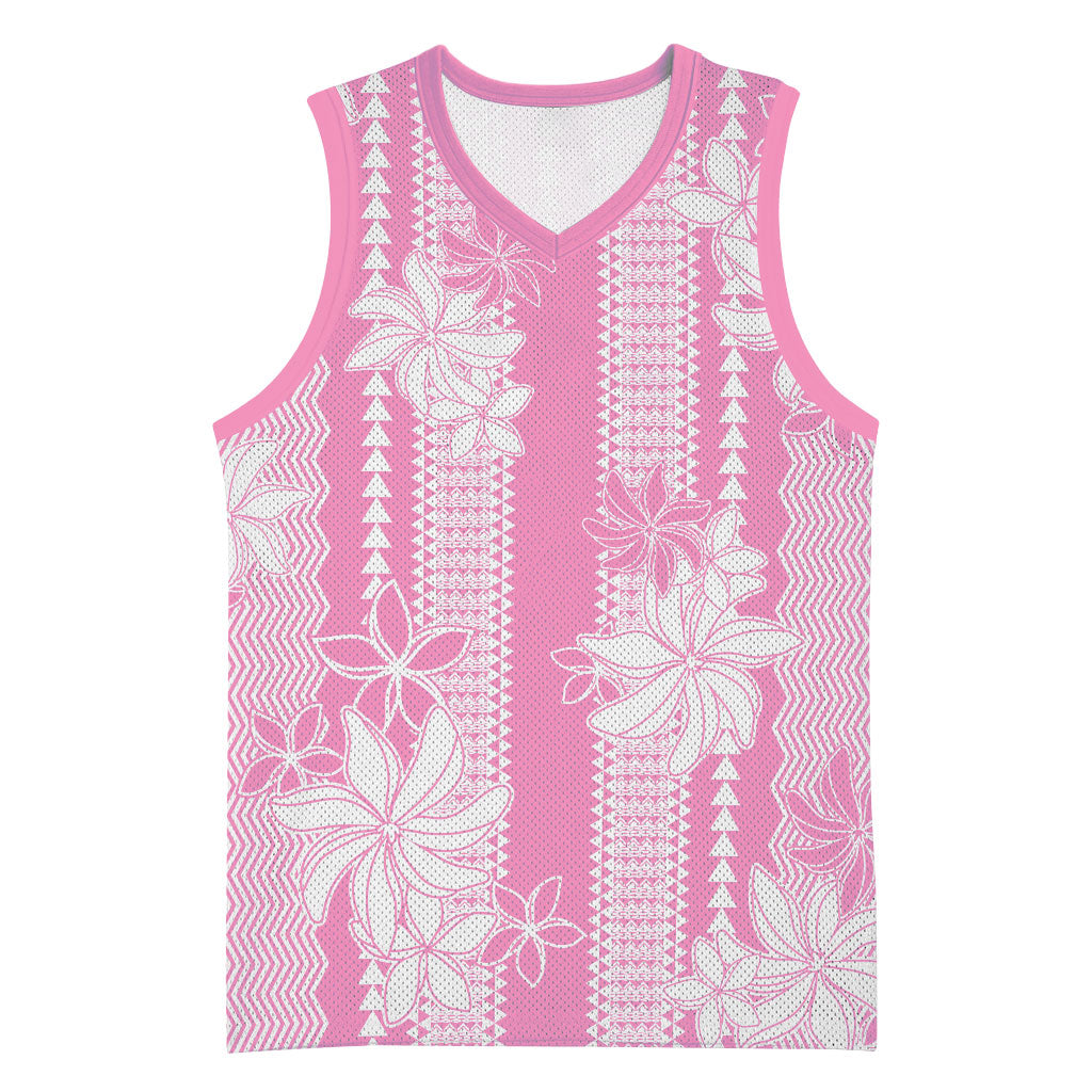 Hawaii Kakau Tribal Basketball Jersey With Pink Tiare