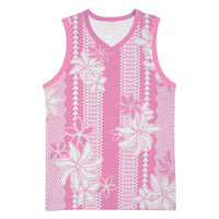 Hawaii Kakau Tribal Basketball Jersey With Pink Tiare