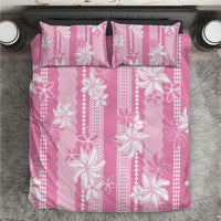 Hawaii Kakau Tribal Bedding Set With Pink Tiare