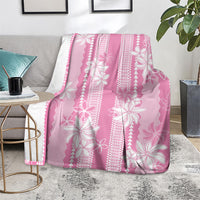 Hawaii Kakau Tribal Blanket With Pink Tiare