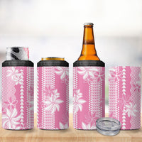 Hawaii Kakau Tribal 4 in 1 Can Cooler Tumbler With Pink Tiare