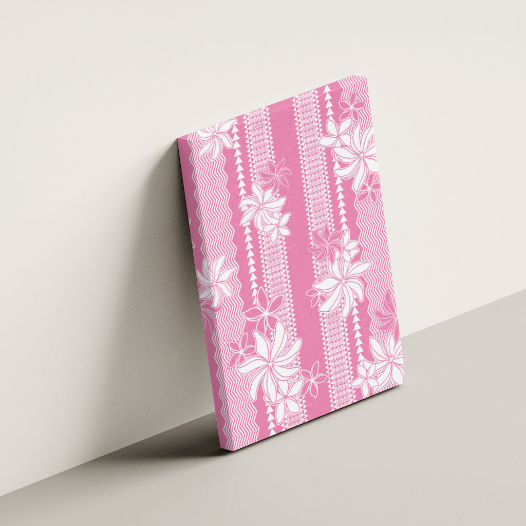 Hawaii Kakau Tribal Canvas Wall Art With Pink Tiare