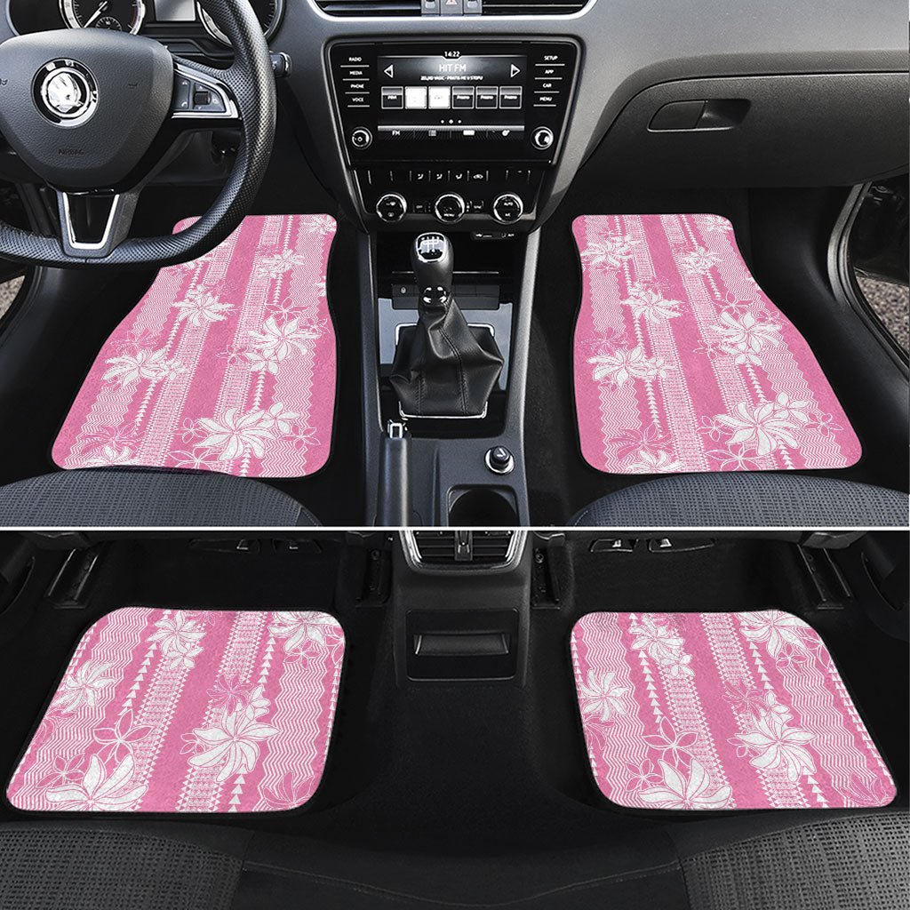 Hawaii Kakau Tribal Car Mats With Pink Tiare LT05 Set 4pcs Pink - Polynesian Pride