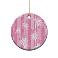 Hawaii Kakau Tribal Ceramic Ornament With Pink Tiare