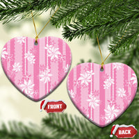 Hawaii Kakau Tribal Ceramic Ornament With Pink Tiare