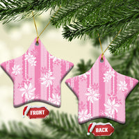 Hawaii Kakau Tribal Ceramic Ornament With Pink Tiare