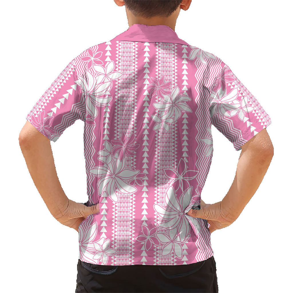 Hawaii Kakau Tribal Family Matching Long Sleeve Bodycon Dress and Hawaiian Shirt With Pink Tiare LT05 - Polynesian Pride