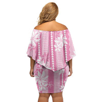 Hawaii Kakau Tribal Family Matching Off Shoulder Short Dress and Hawaiian Shirt With Pink Tiare LT05 - Polynesian Pride