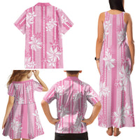 Hawaii Kakau Tribal Family Matching Tank Maxi Dress and Hawaiian Shirt With Pink Tiare LT05 - Polynesian Pride
