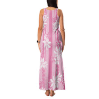 Hawaii Kakau Tribal Family Matching Tank Maxi Dress and Hawaiian Shirt With Pink Tiare LT05 - Polynesian Pride