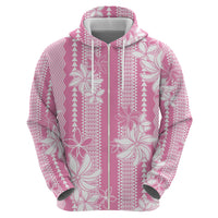 Hawaii Kakau Tribal Hoodie With Pink Tiare