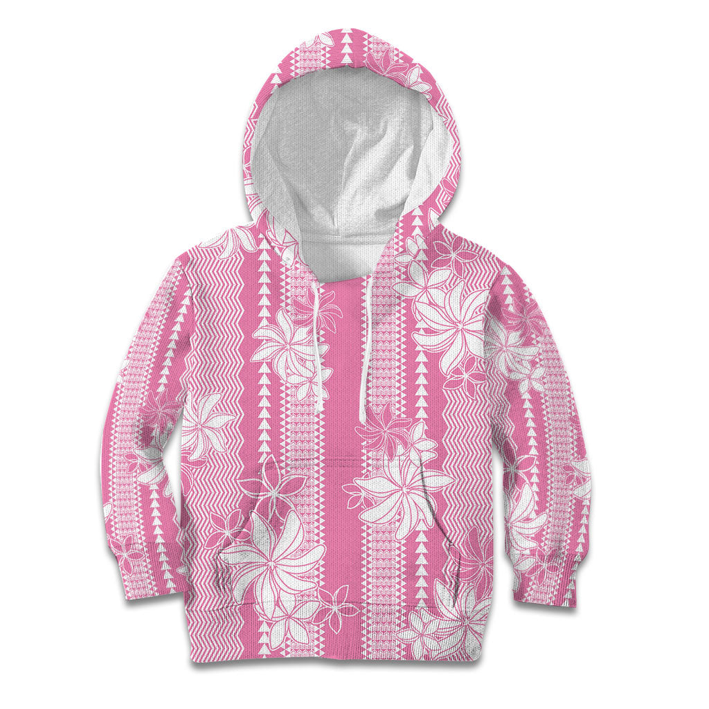 Hawaii Kakau Tribal Kid Hoodie With Pink Tiare