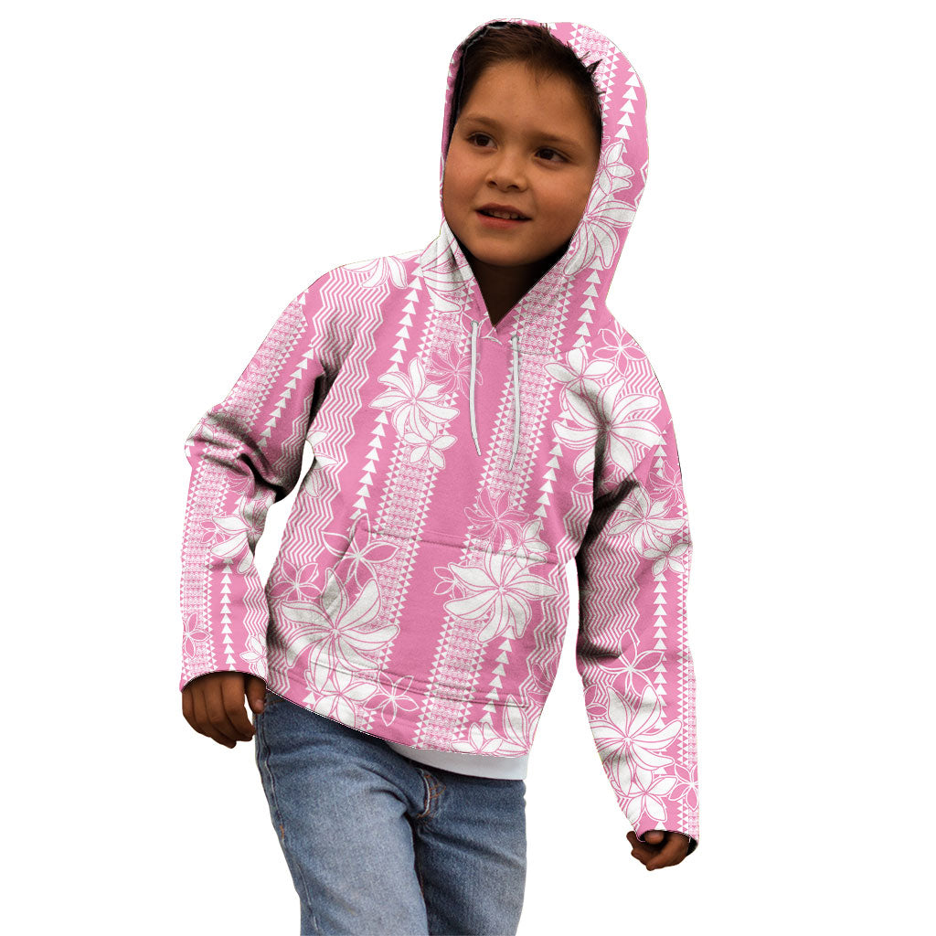 Hawaii Kakau Tribal Kid Hoodie With Pink Tiare