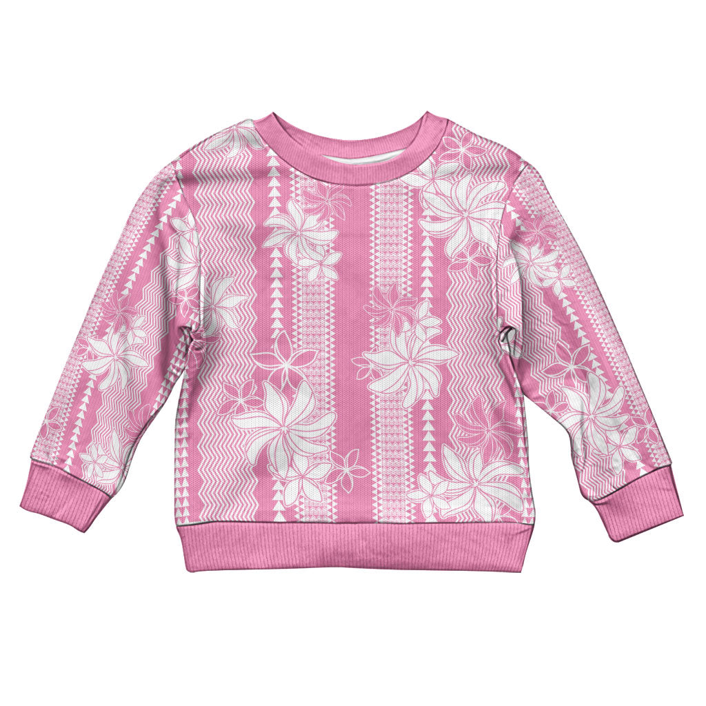 Hawaii Kakau Tribal Kid Ugly Christmas Sweater With Pink Tiare LT05 Kid Pink - Polynesian Pride