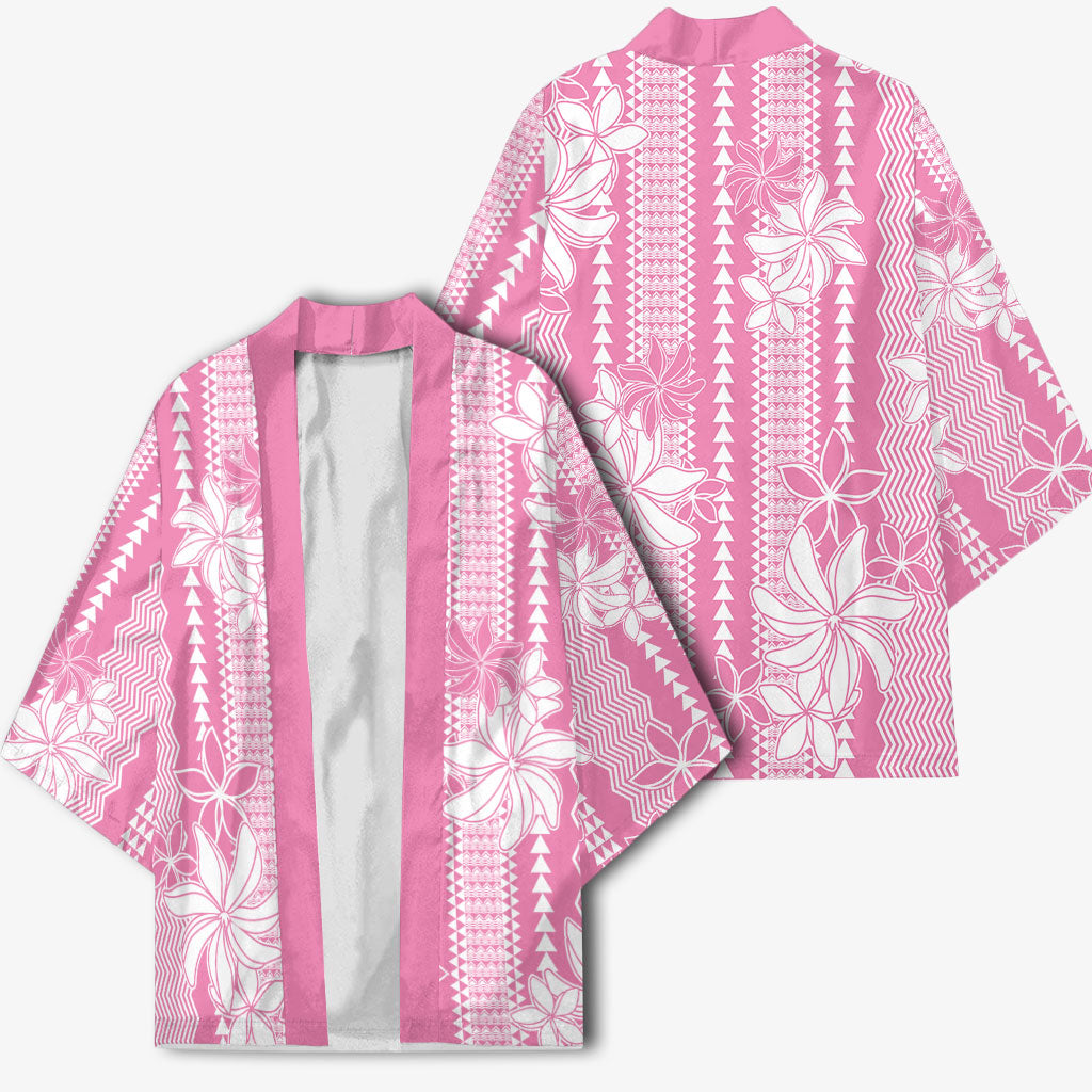 Hawaii Kakau Tribal Kimono With Pink Tiare