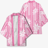 Hawaii Kakau Tribal Kimono With Pink Tiare