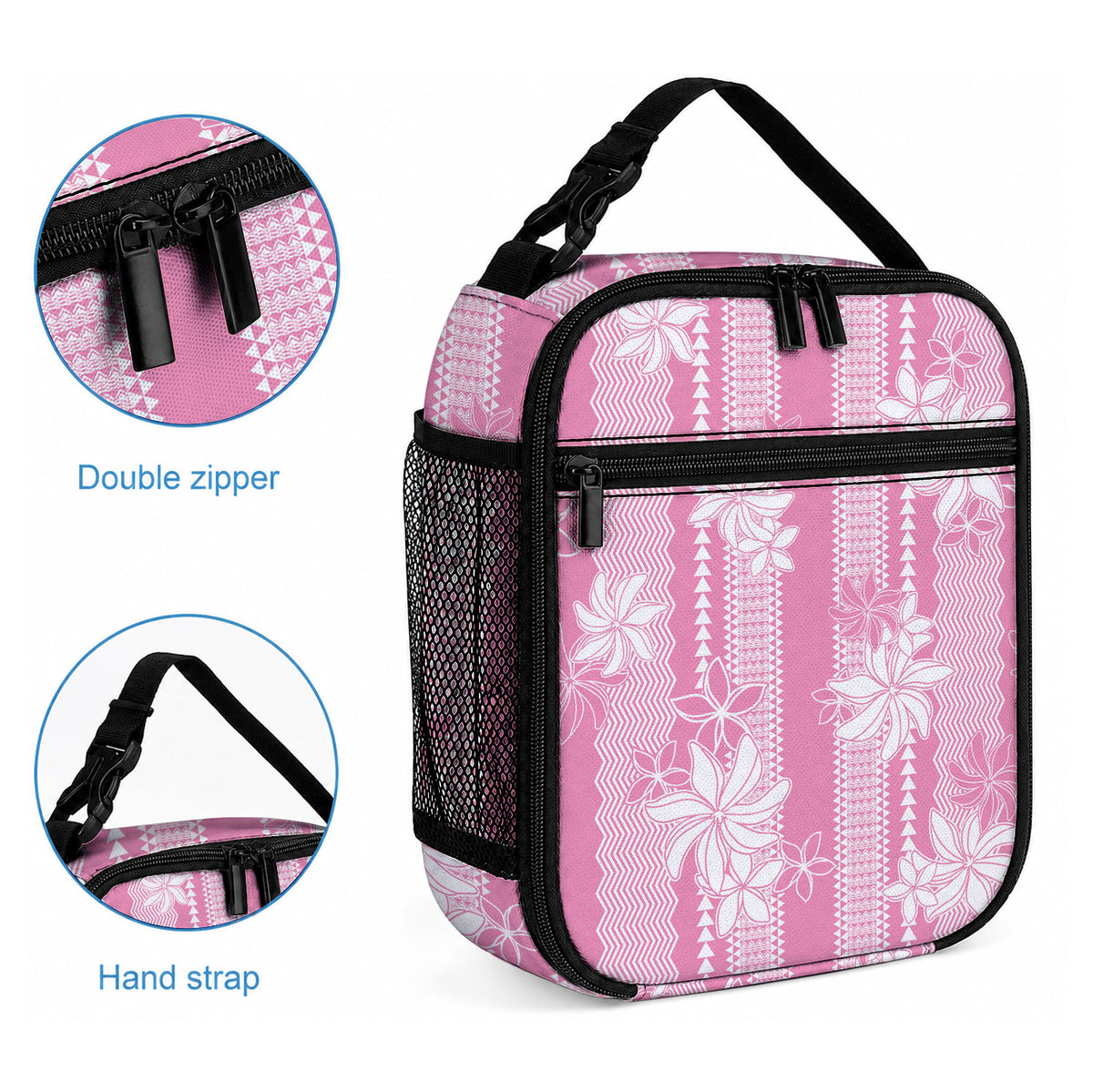 Hawaii Kakau Tribal Lunch Bag With Pink Tiare
