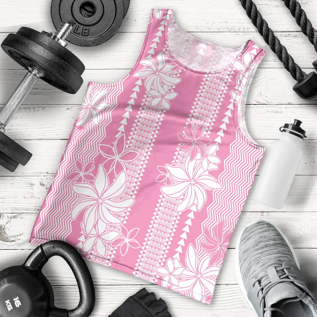 Hawaii Kakau Tribal Men Tank Top With Pink Tiare