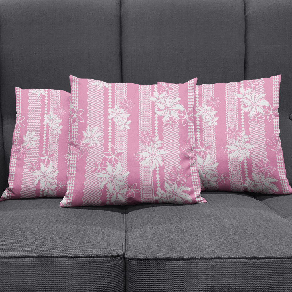 Hawaii Kakau Tribal Pillow Cover With Pink Tiare