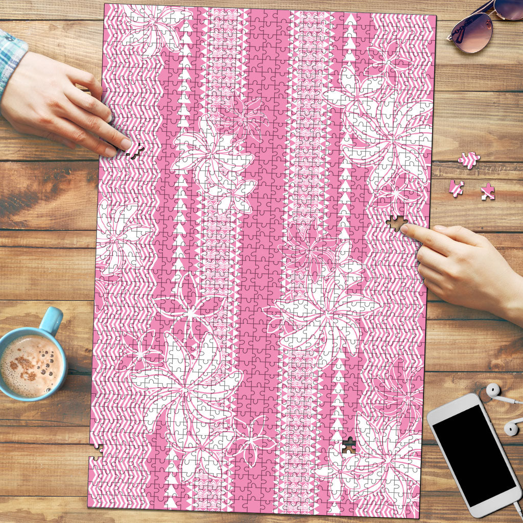 Hawaii Kakau Tribal Puzzle With Pink Tiare